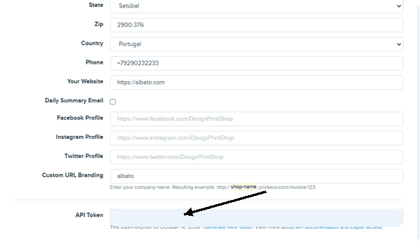Copy the Printavo API token