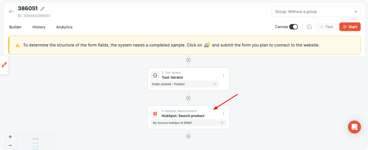 HubSpot Search product action