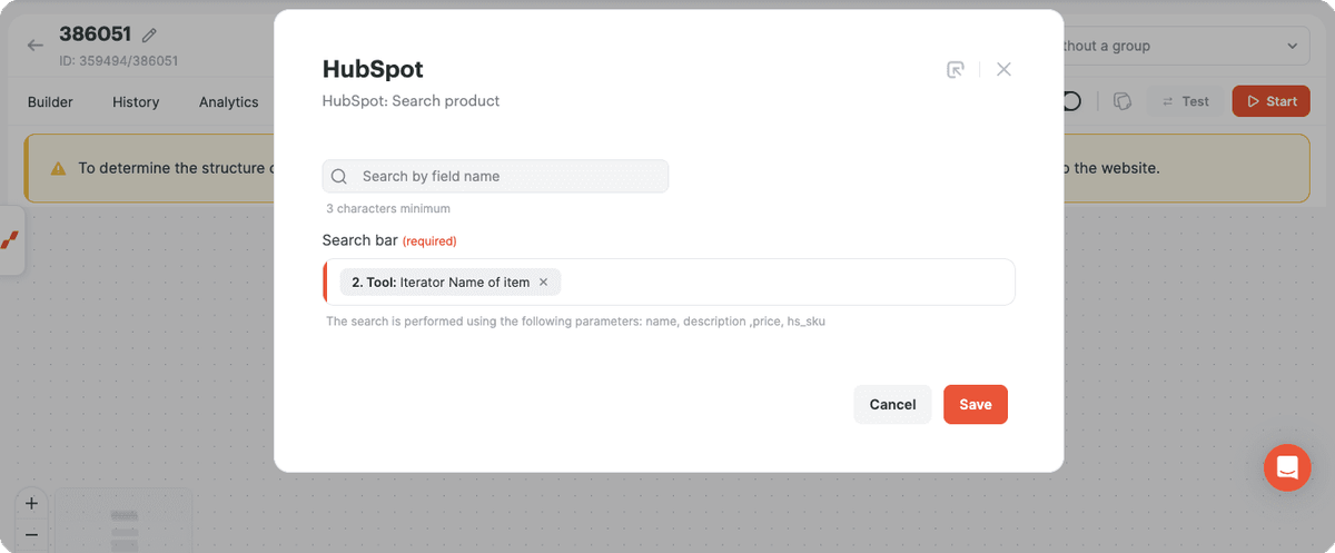 HubSpot product search settings