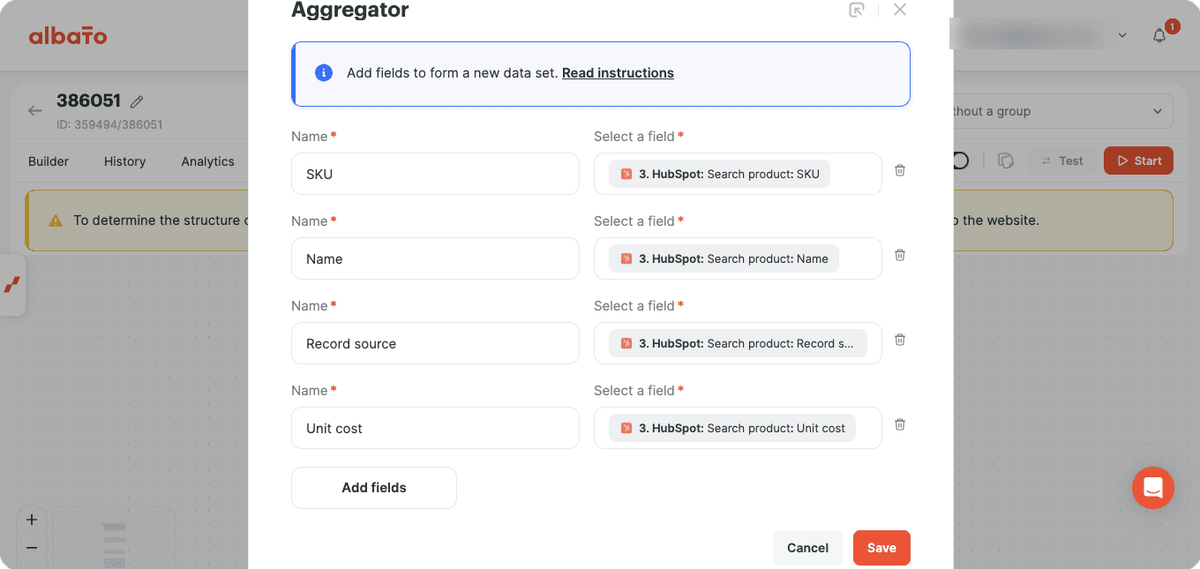 Aggregator fields