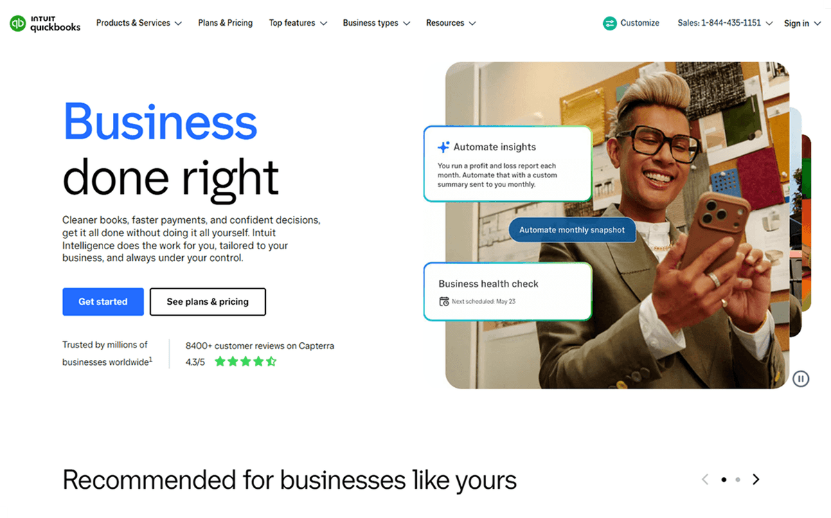 Intuit QuickBooks page