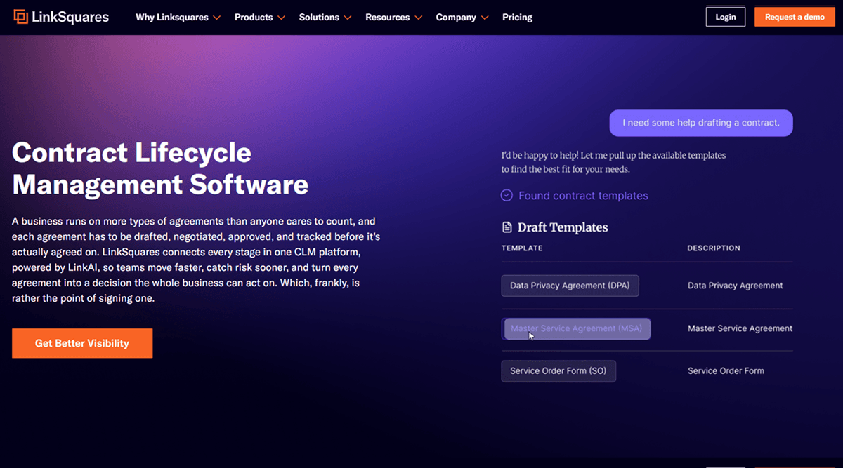 LinkSquares platform homepage