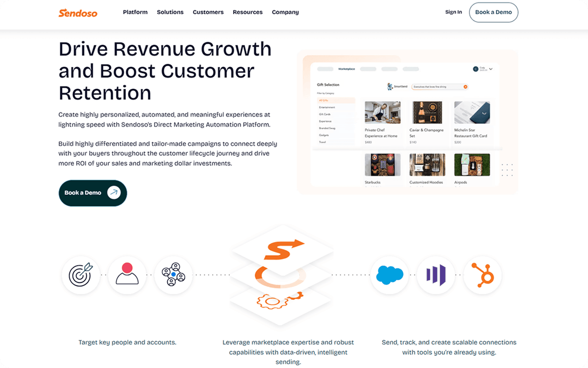Sendoso platform homepage