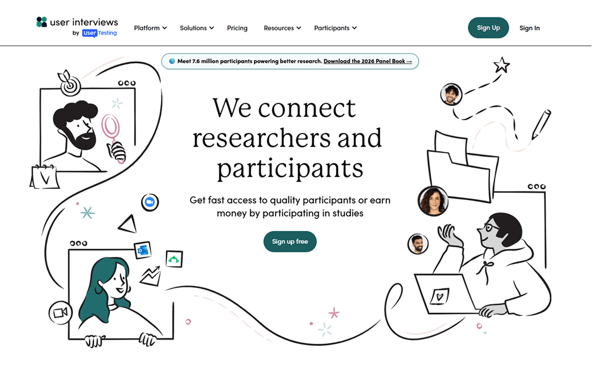 User Interviews tool homepage
