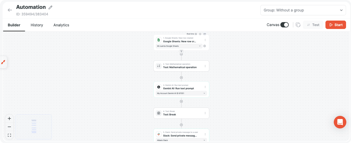 Final automation flow with Break and a custom alert step