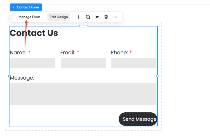 Open Manage Form in the Duda editor