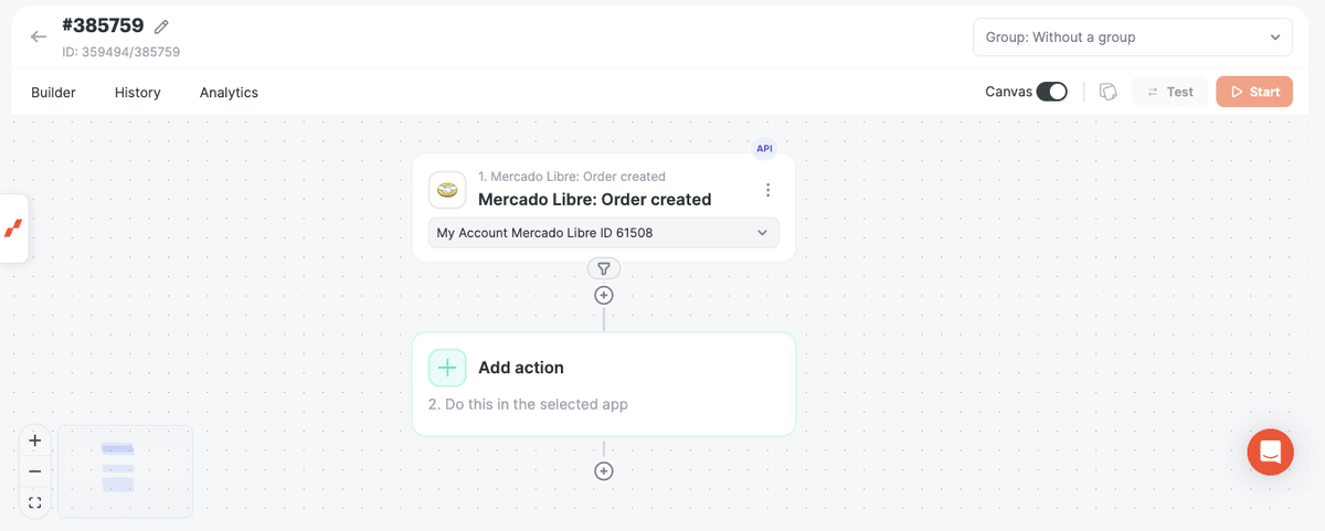Mercado Libre order approved trigger added to an Albato automation