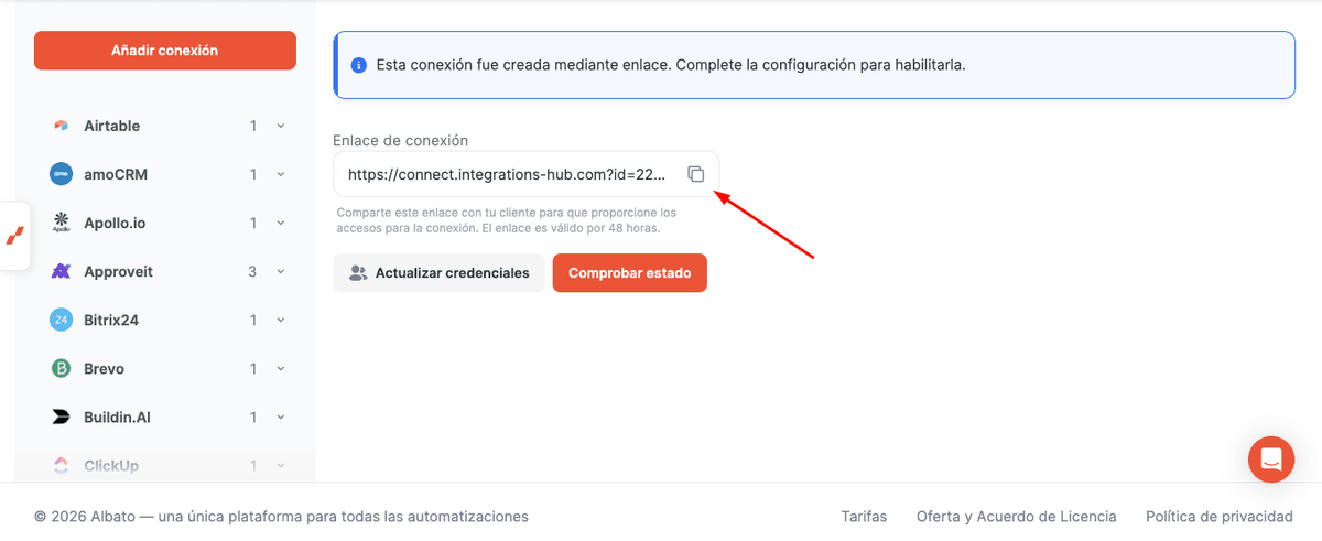 Captura de la configuración de la conexión por enlace 05