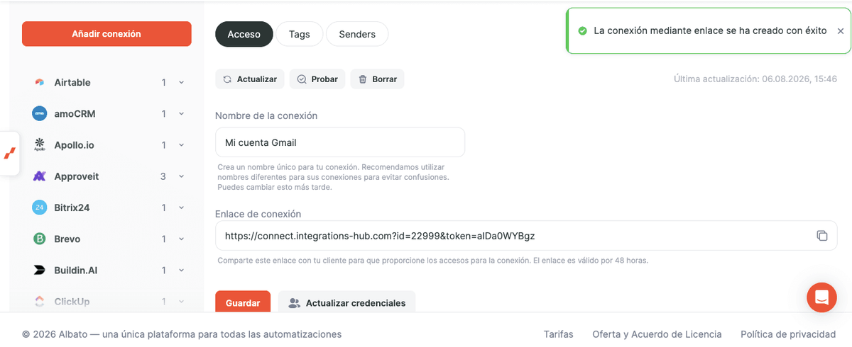 Captura de la configuración de la conexión por enlace 08