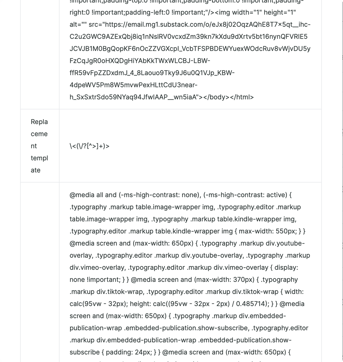Resultado do teste do Analisador de valores para remover apenas tags HTML