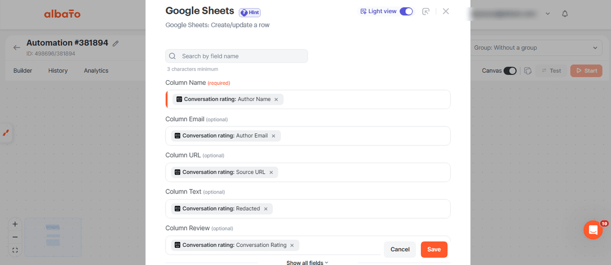 Track Intercom chat ratings in Google Sheets and Slack screenshot 7