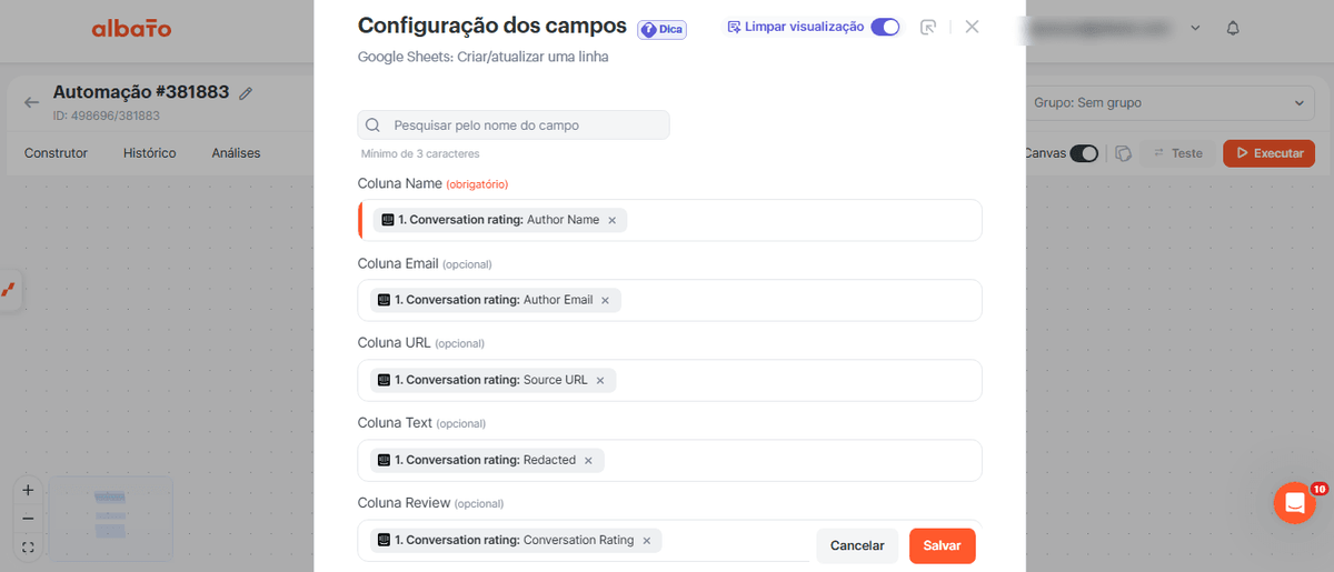 Acompanhe avaliações do Intercom no Google Sheets e Slack screenshot 7