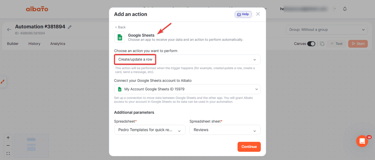 Albato automation trigger set to Intercom Conversation Rating, firing on every customer chat rating
