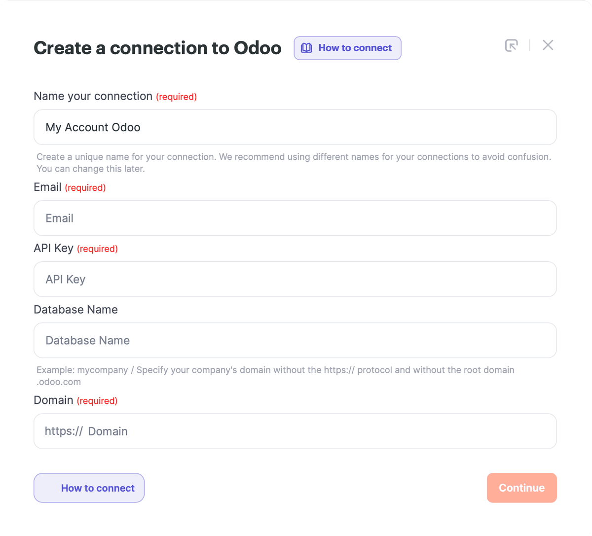 Odoo connection fields