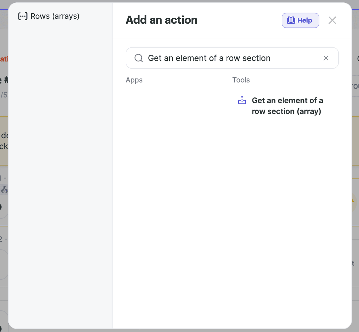 Select Get an element of a row section (array)