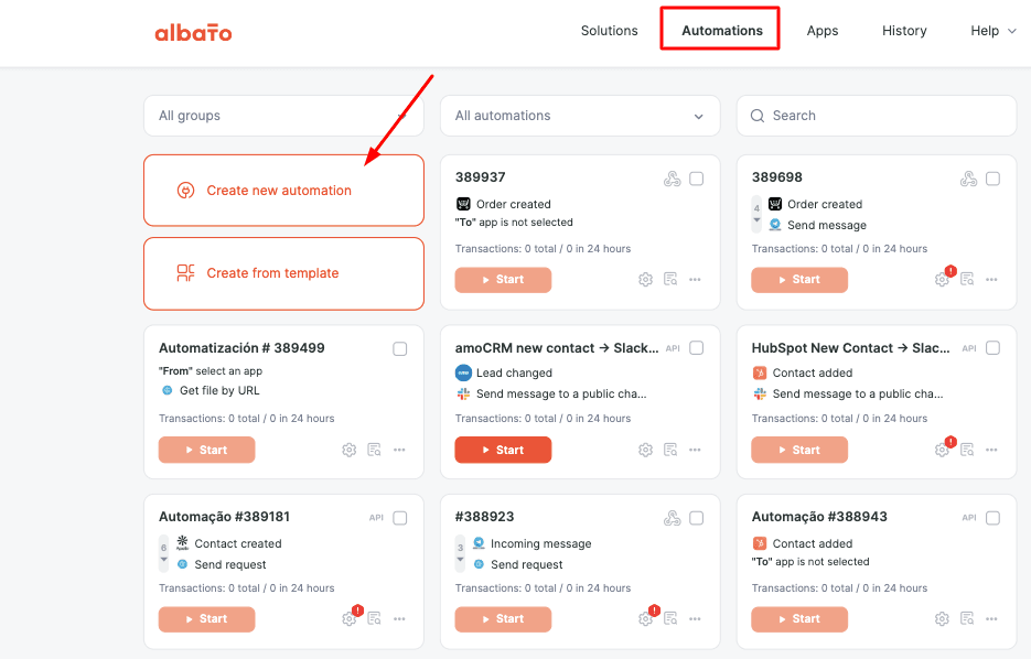 Create a new automation