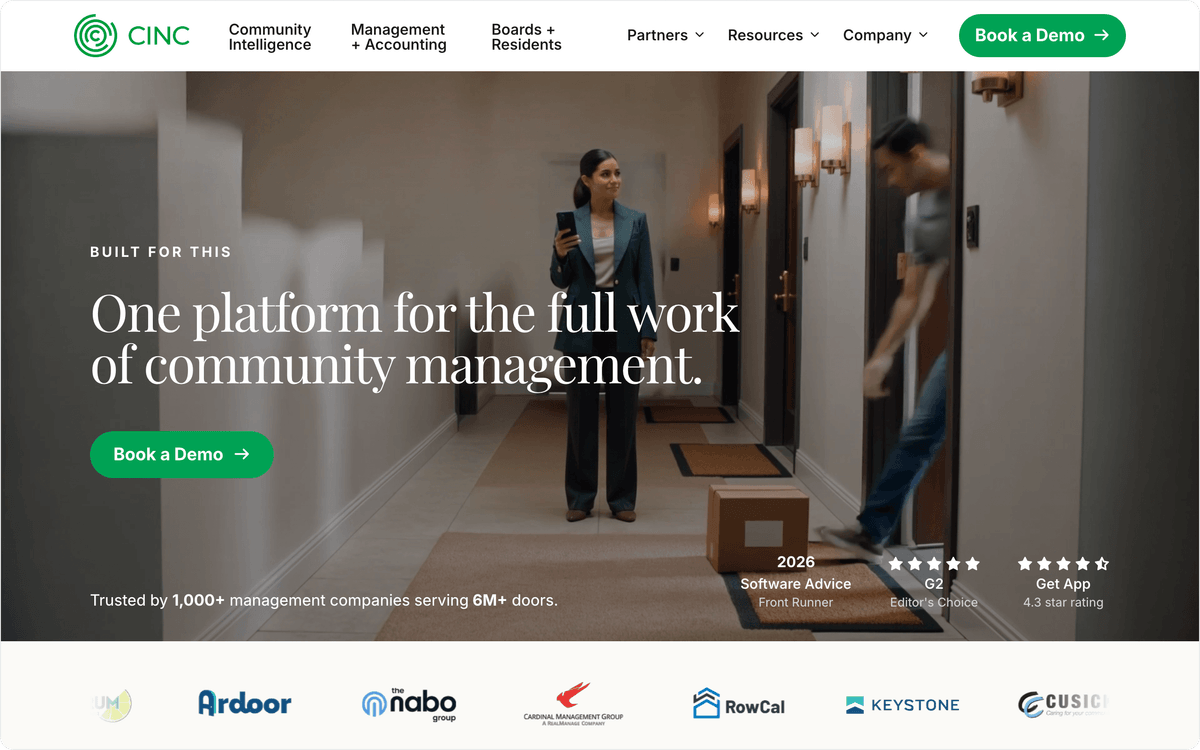 CINC Systems community management platform homepage hero