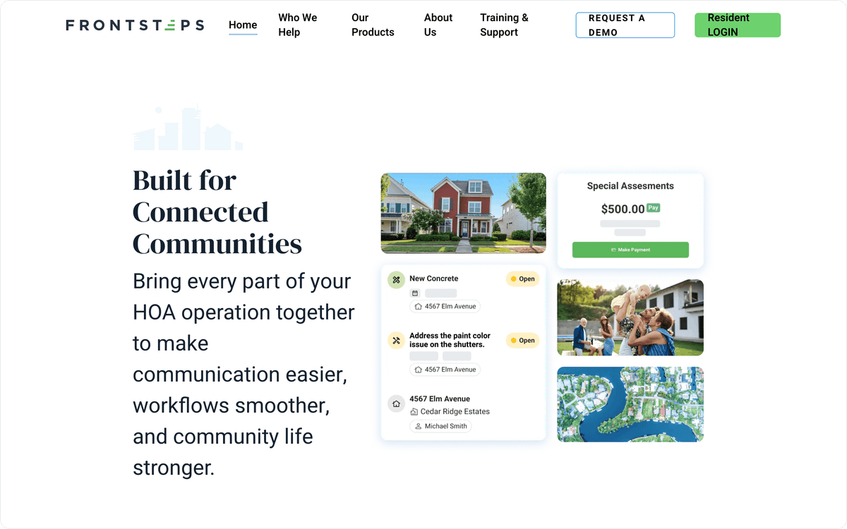 FrontSteps HOA software homepage hero