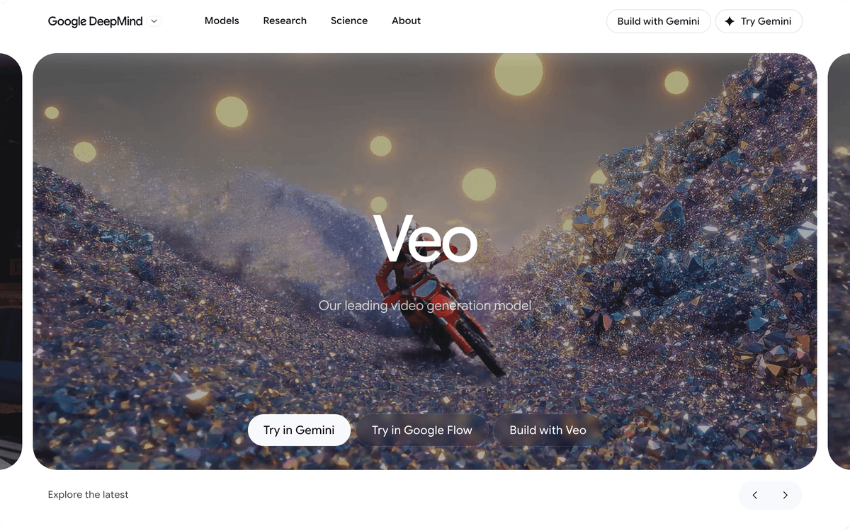 Google Veo AI video generation page