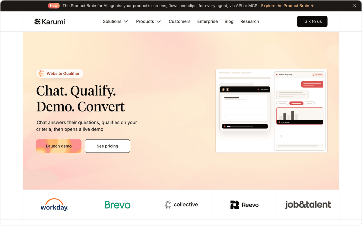 Karumi Website qualifier page, first screen