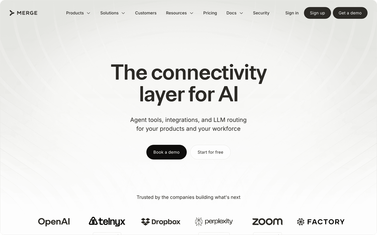 Merge homepage, first screen, captured September 2026