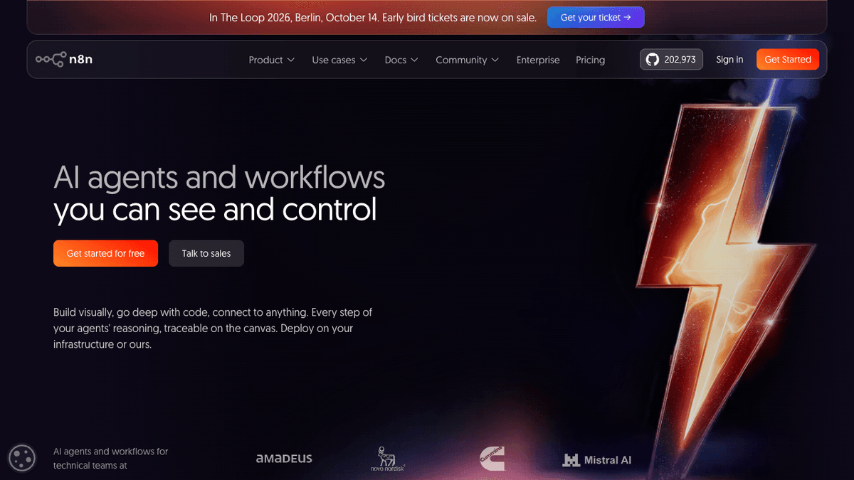 n8n workflow automation platform homepage