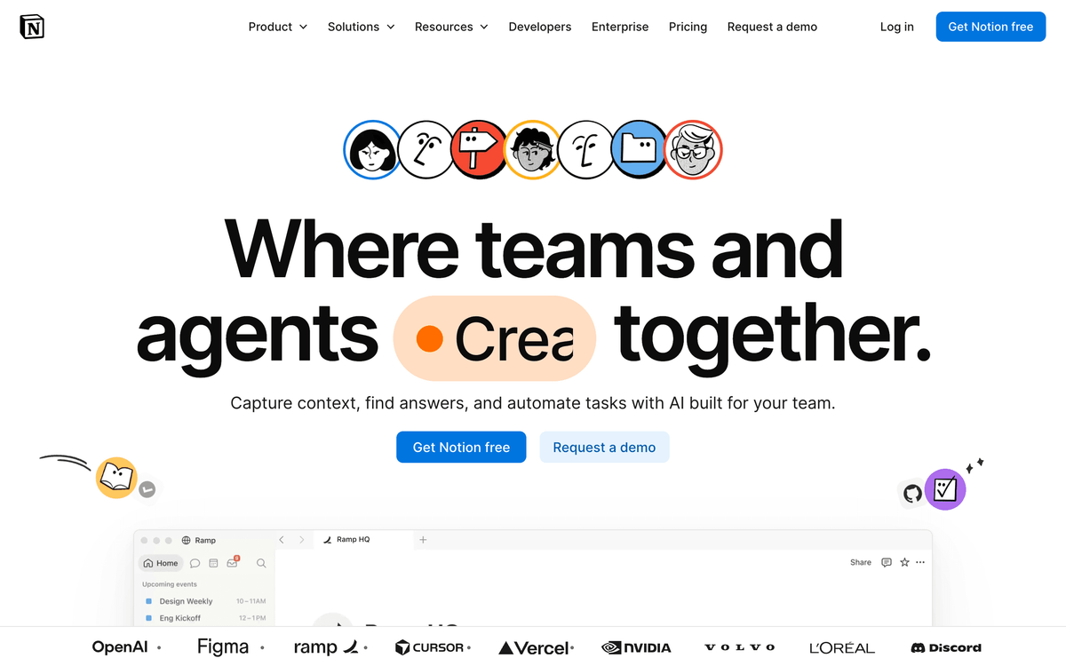 Notion knowledge base software first screen showing the flexible workspace used as an internal wiki