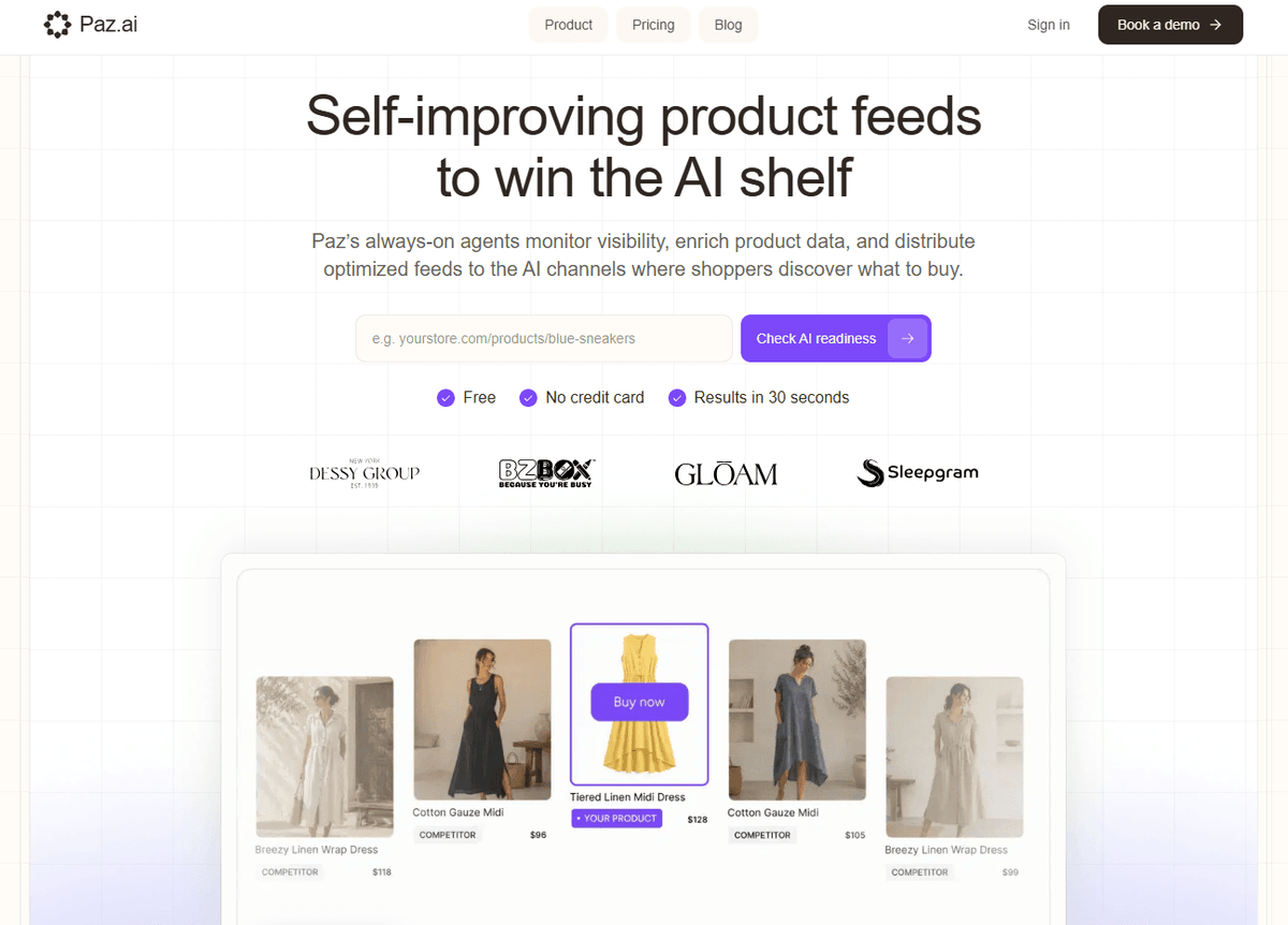 Paz.ai AI-first catalog optimization platform for ecommerce product visibility