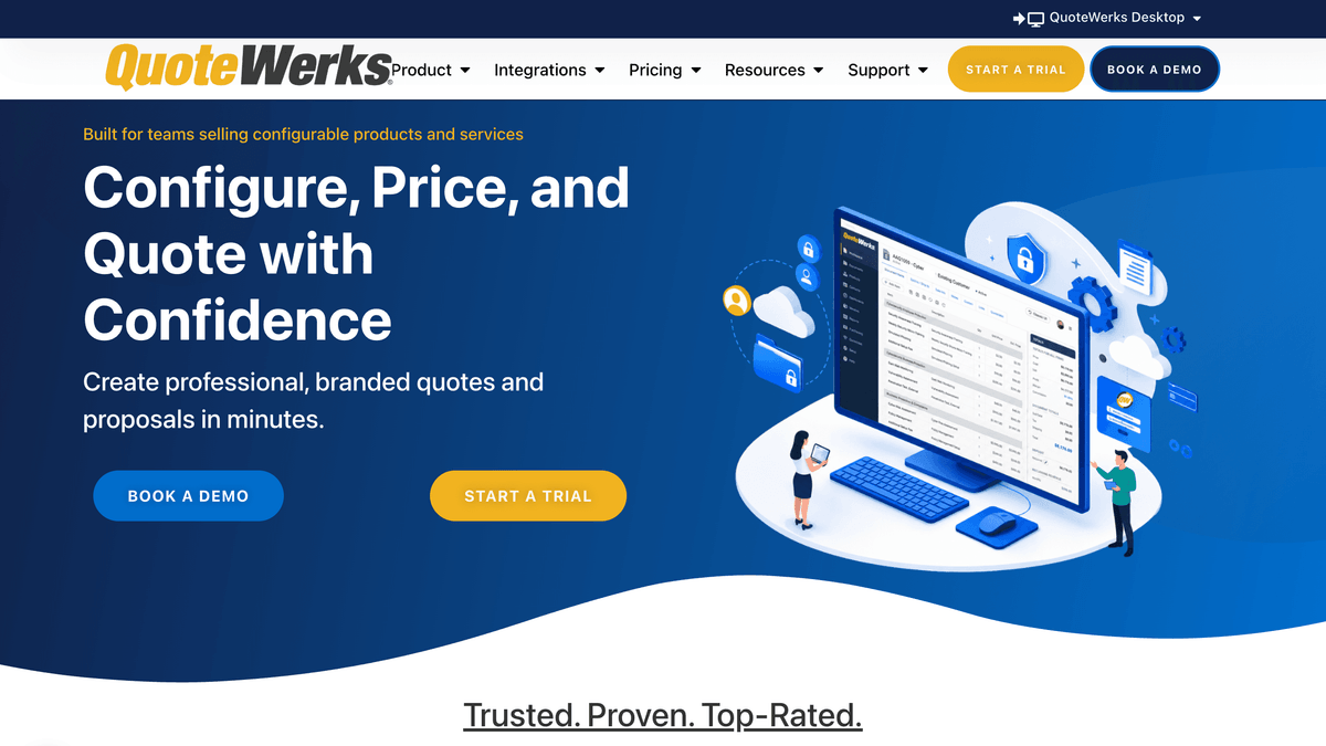 QuoteWerks quoting interface and QuoteValet customer portal screenshot
