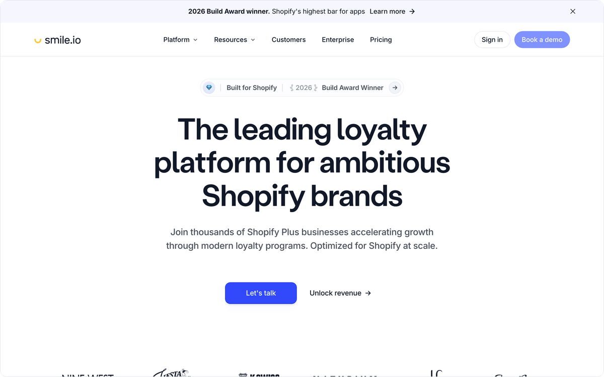 Smile.io customer loyalty software dashboard for Shopify rewards and points programs