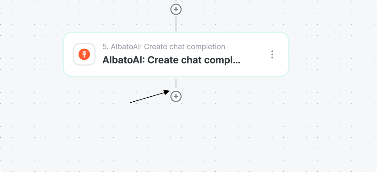Click the plus button to add a new action in Albato