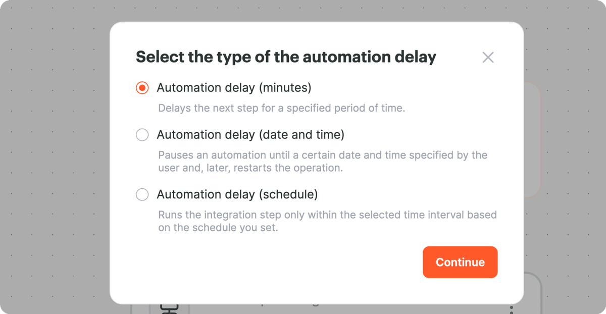 Select Automation delay in minutes