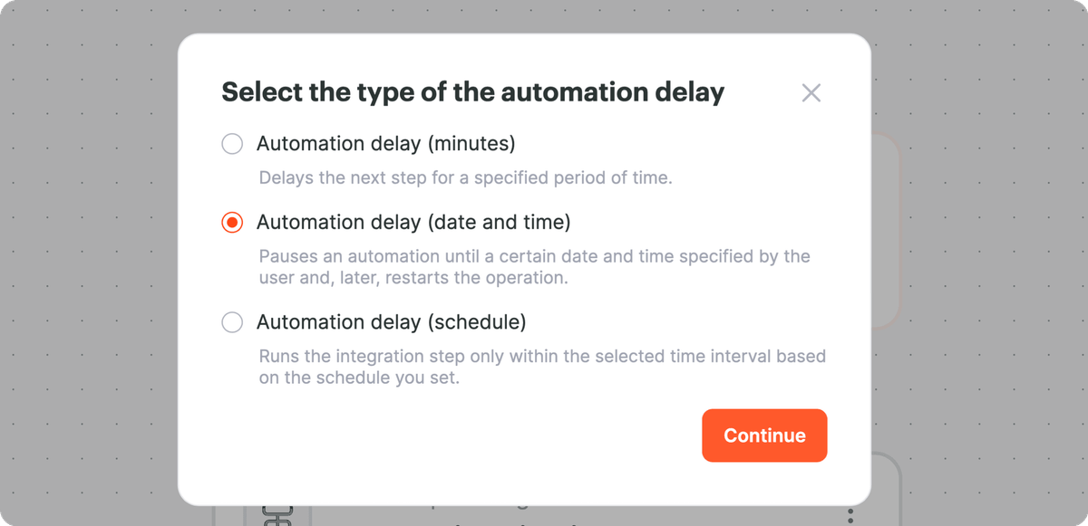 Select Automation delay by date and time