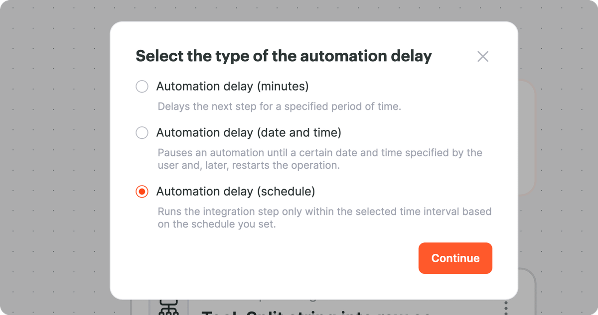 Select Automation delay by schedule
