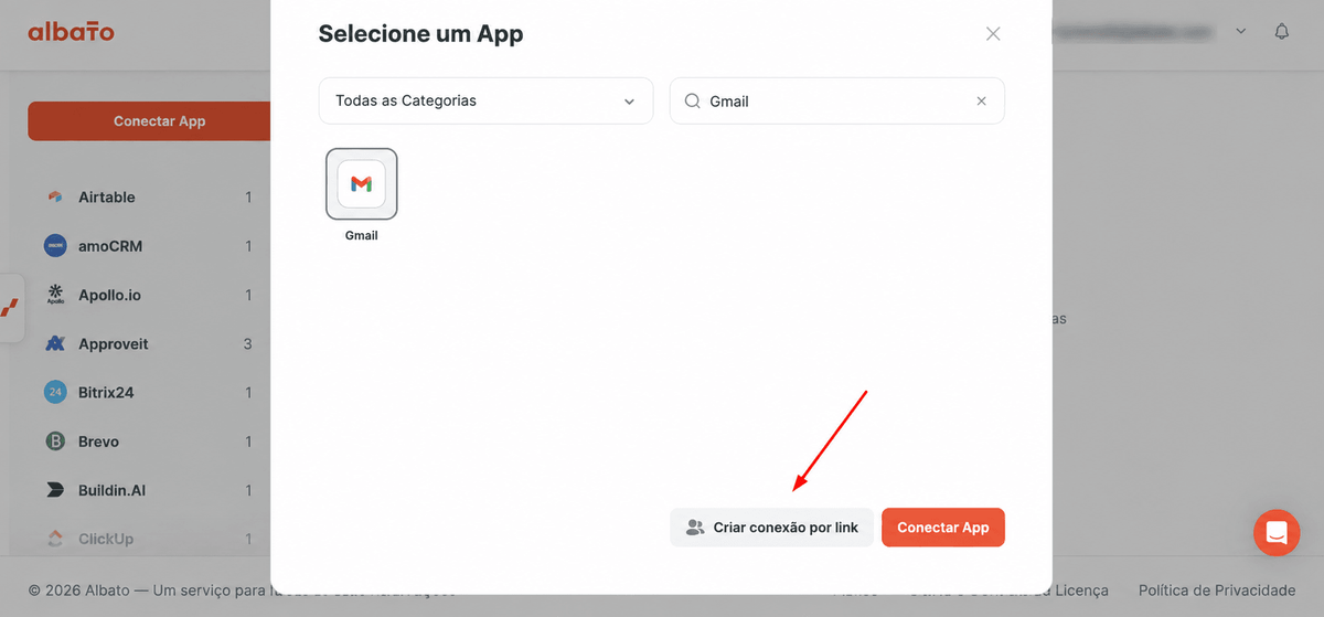 Captura de tela da configuração da conexão por link 03
