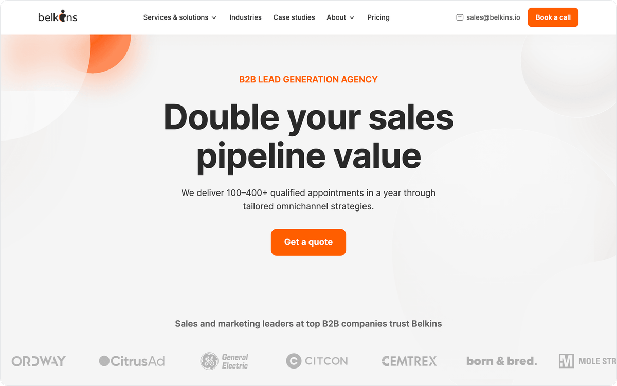 Belkins homepage, first screen