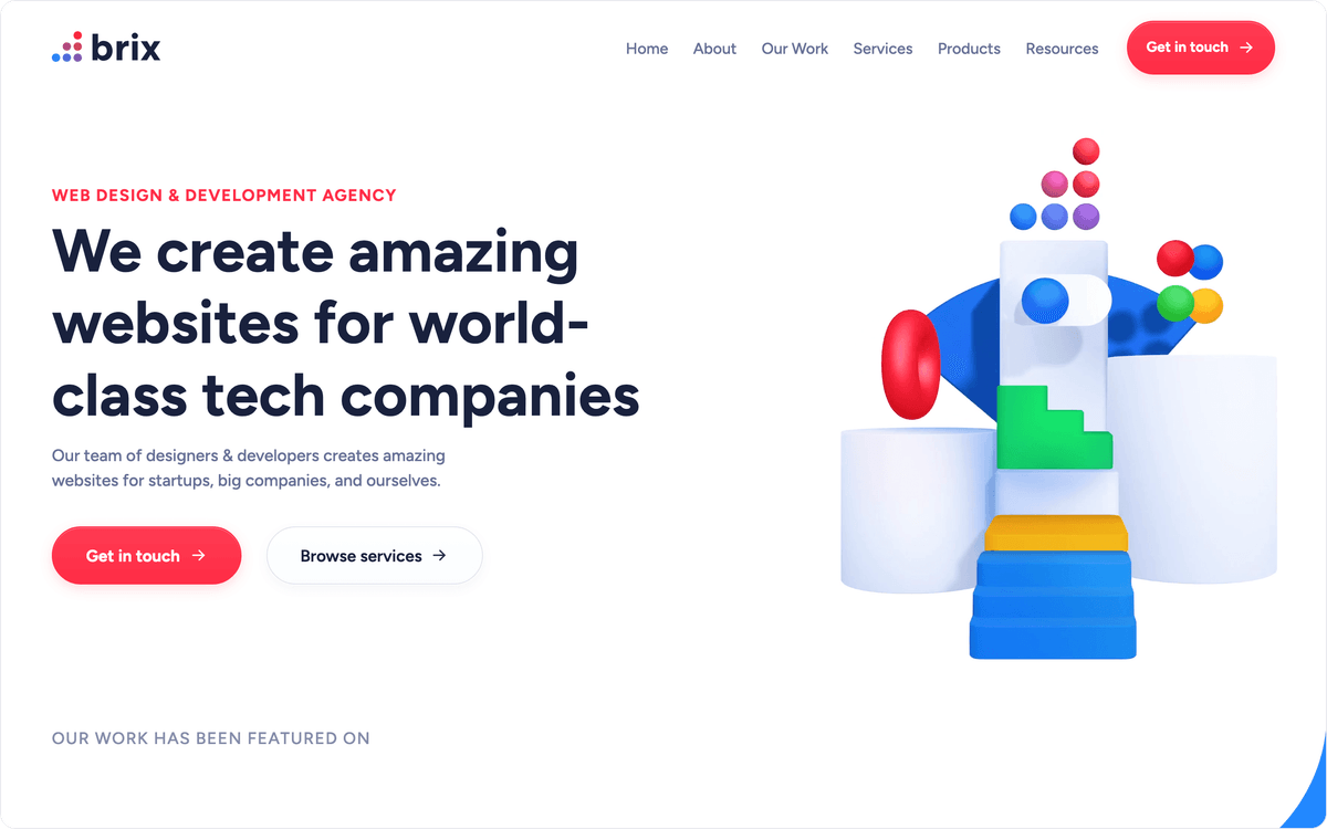 BRIX Agency homepage, first screen