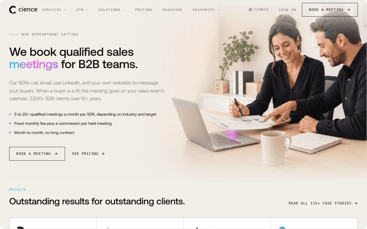 CIENCE homepage, first screen