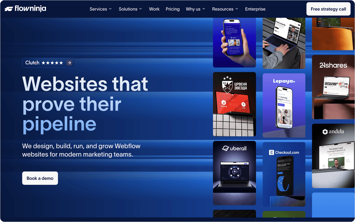 Flow Ninja homepage, first screen