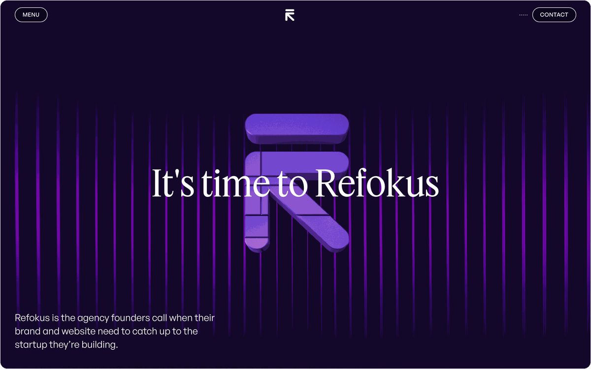 Refokus homepage, first screen