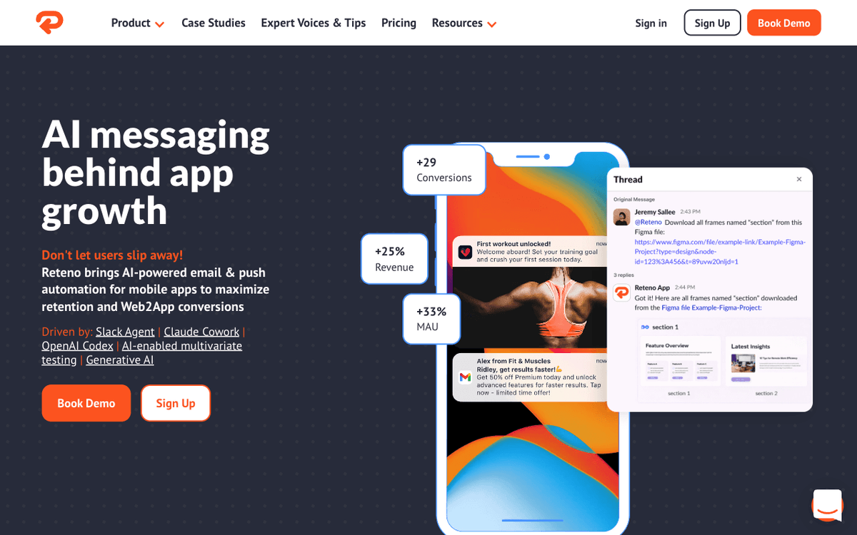 Reteno AI messaging platform dashboard for SMS marketing and e-commerce retention