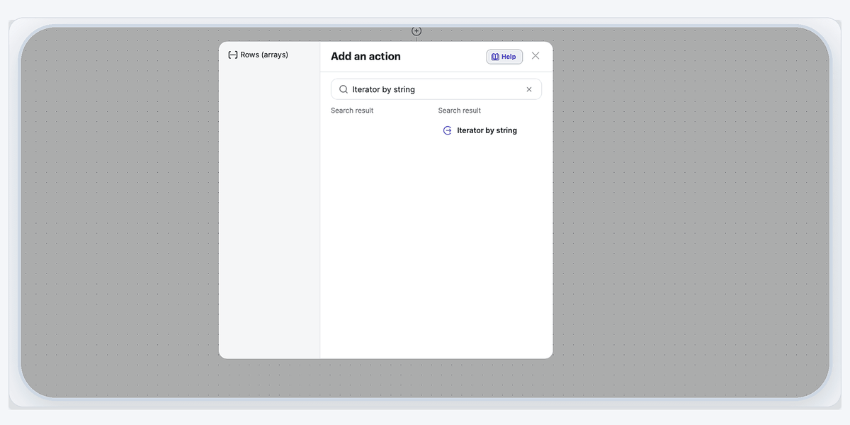 Add the Iterator by String action